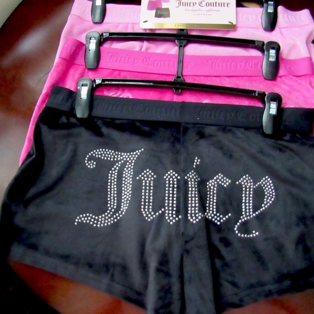 Juicy Couture Sleep Shorts Large 3 Piece lounge Set for Women's Rhinestones